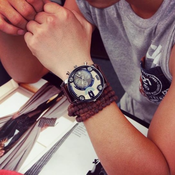 ⌚️NEW⌚️ Luxury Mens Calendar Leather Quartz Watch - Picture 2 of 7